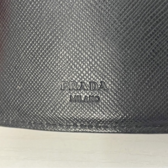 Prada black nylon triangle logo medium double bifold wallet unisex - Picture 8 of 11